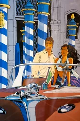 Muurschildering in de straten van het stadscentrum in de Route BD, België, Brussel is de striphoofdstad van Europa